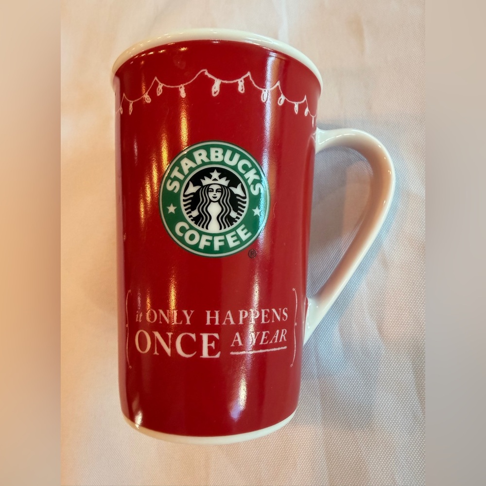 Starbucks 2005 Red Holiday Ceramic Mug ‘It Only Happens Once A Year’